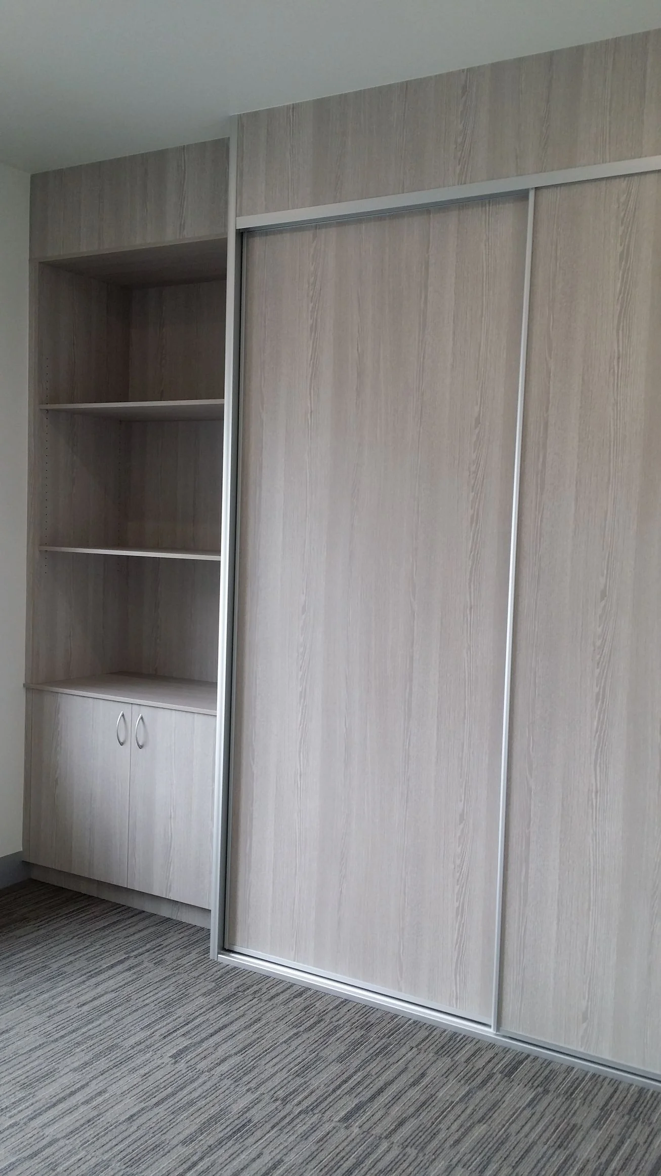 Sliding wardrobe doors with a mirrored panel